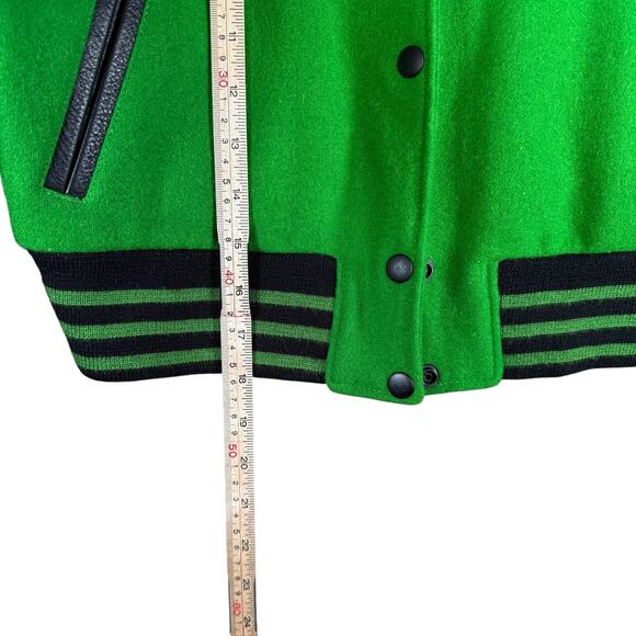 Emerald Cropped Letterman Varsity Jacket | Wool & Leather | Women’s Small - Picture 13 of 16